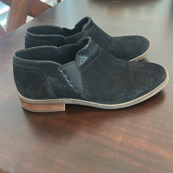 Clarks Camzin Mix Ankle Boots Black Suede Metallic Chelsea Comfort Women's Sz 10 - Picture 4 of 14